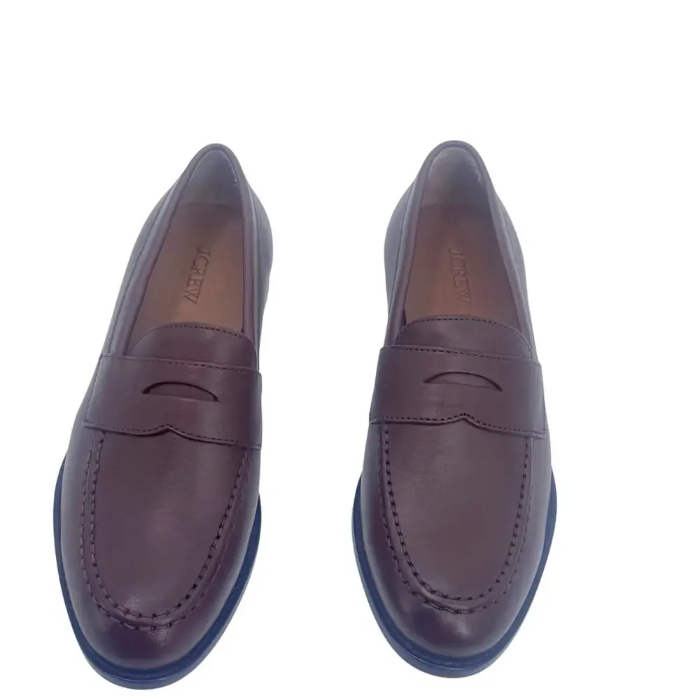 J. Crew Men's Penny Loafers Shoes Comfort Leather Burnished Brown Size 9 NWOB